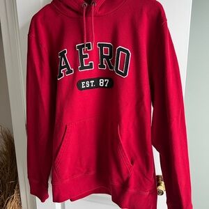 Aeropostale Red Crewneck Pullover Hoodie with Black Lettering